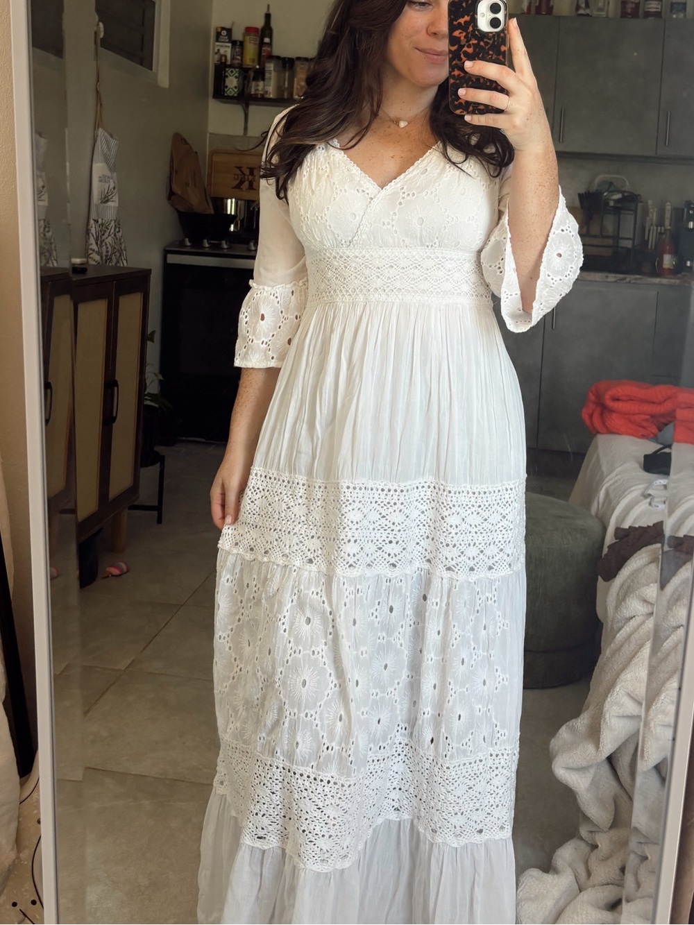 Boho White Eyelet Maxi Dress - Elegant Women’s Summer Dress